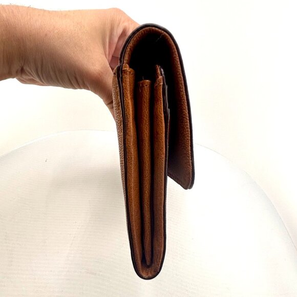 Michael Kors Fulton Hamilton Leather Flap Wallet Brown Gold Lock - Picture 8 of 10